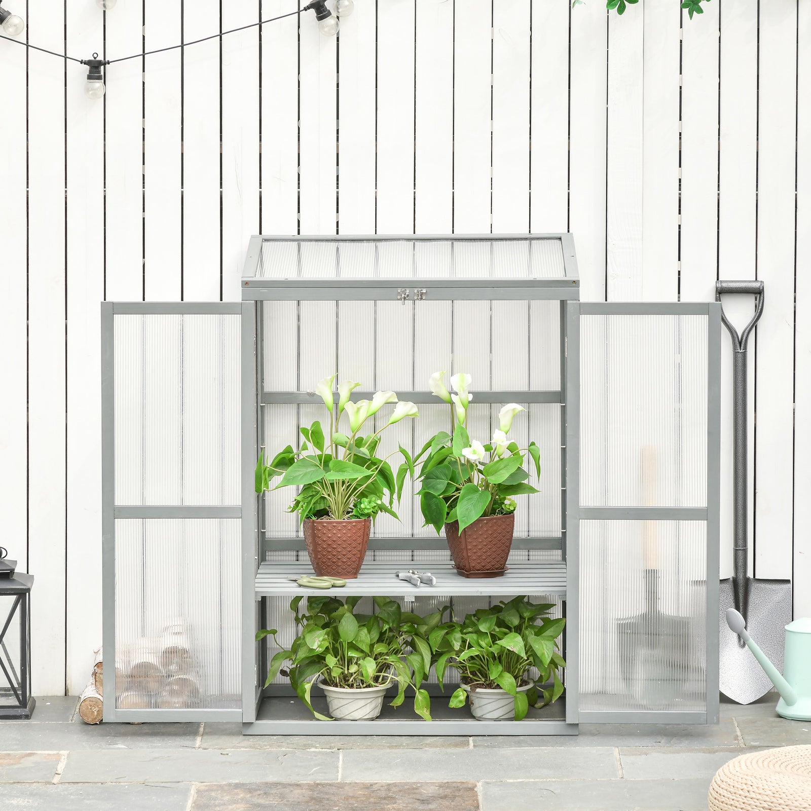 Wooden Cold Frame Greenhouse 76x47x110cm Grey