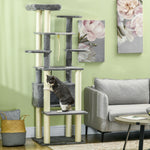 184cm Cat Tree For Indoor Cats, Modern Cat Tower With Cat Bed - Grey