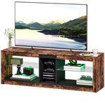 HOMCOM Tv Stand, Entertainment Centre With Led Lights, Rustic Brown