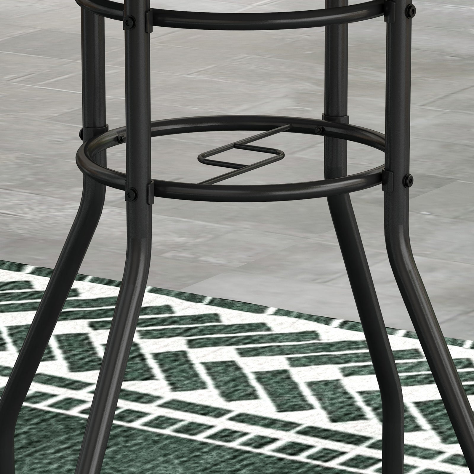 Garden Table W/ Tempered Glass Top, Steel Frame | Multi Colour
