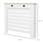 Radiator Cover With Drawer, Horizontal Slat | 111cm | White