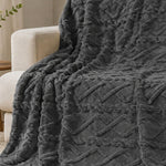 Textured Cable Throw Blanket – Soft Cosy Decorative Throw 150 X 200cm | 150cm x 200cm | Charcoal