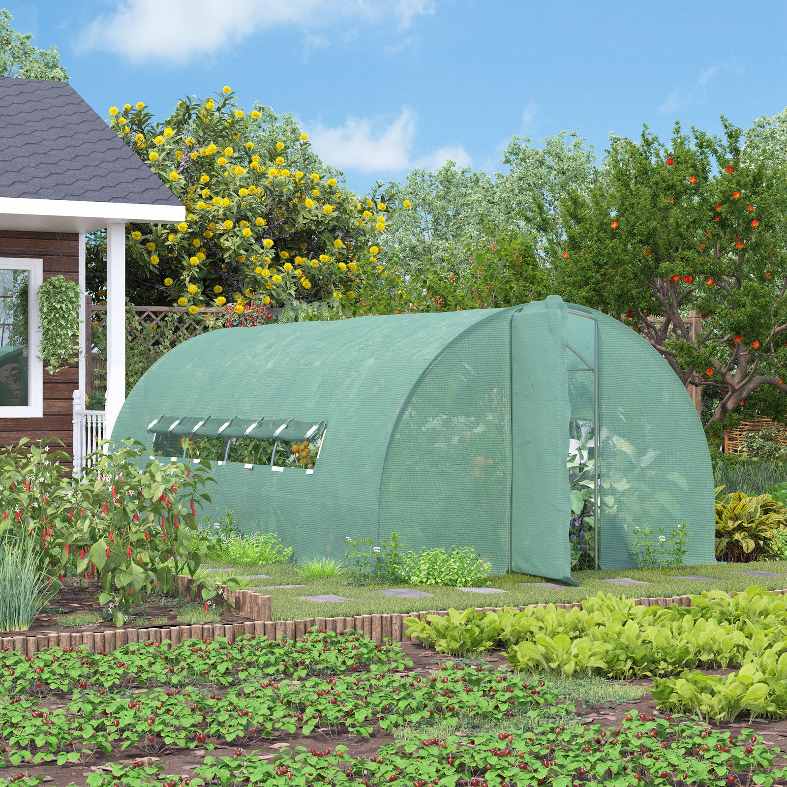 Reinforced Polytunnel Greenhouse 6x3m
