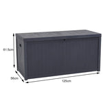 430L Large Garden Storage Box – Wooden Style Outdoor Storage Box, Waterproof, Durable & Easy to Assemble (No Wheels) | Grey