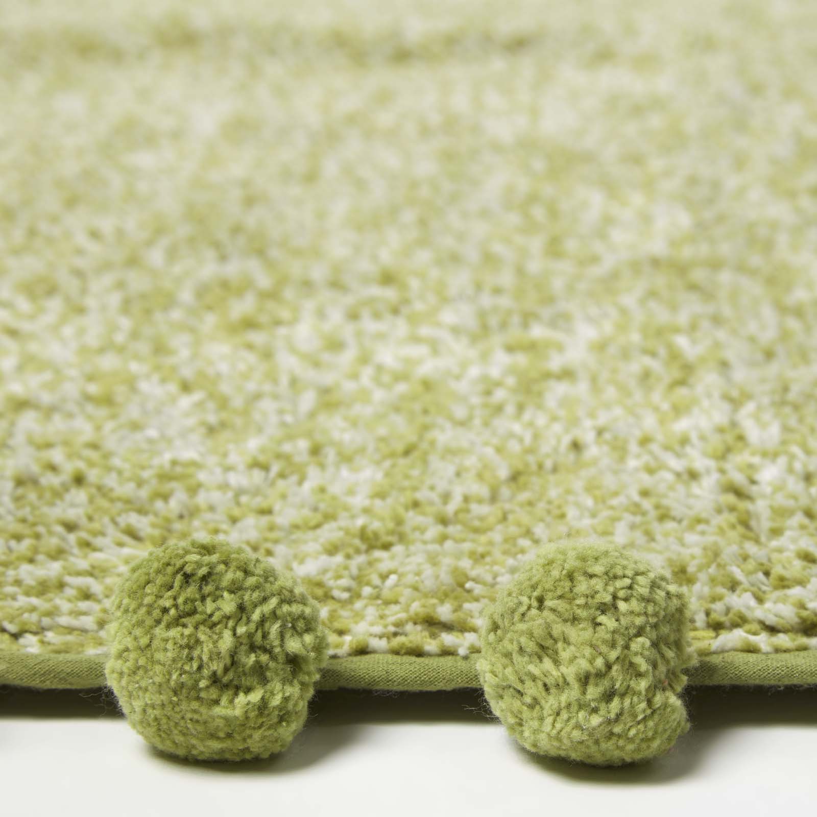 Tufted Cotton Bath Mat With Pom Pom Edges | 50 x 80cm | Sage Green