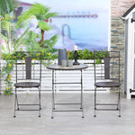 3-piece Patio Bistro Set, Mosaic Table, Foldable Chairs