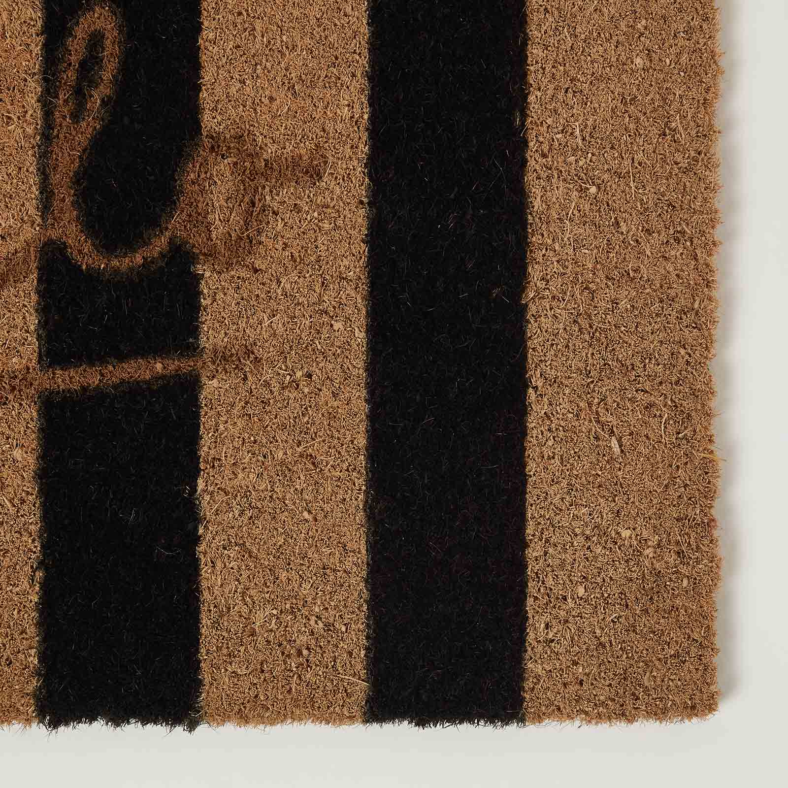 HOMESCAPES Stripe Hello Coir Doormat, 40 X 60cm