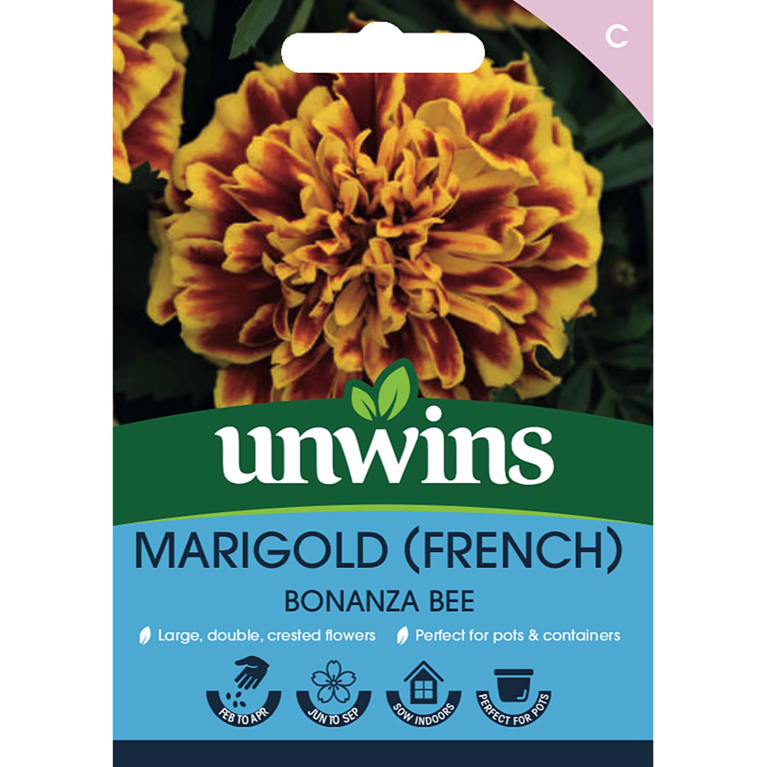 French Marigold 'bonanza Bee' Seeds, Double Gold-edged Flowers, 50 Seeds | 50 Seeds