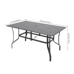 7 Pcs Garden Dining Set Metal Slatted Coffee Table With Foldable Chairs