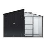 2-in-1 Metal Shed With Greenhouse, Transparent Pc Panels – 10 X 9ft, Zinc Steel & Polycarbonate Construction