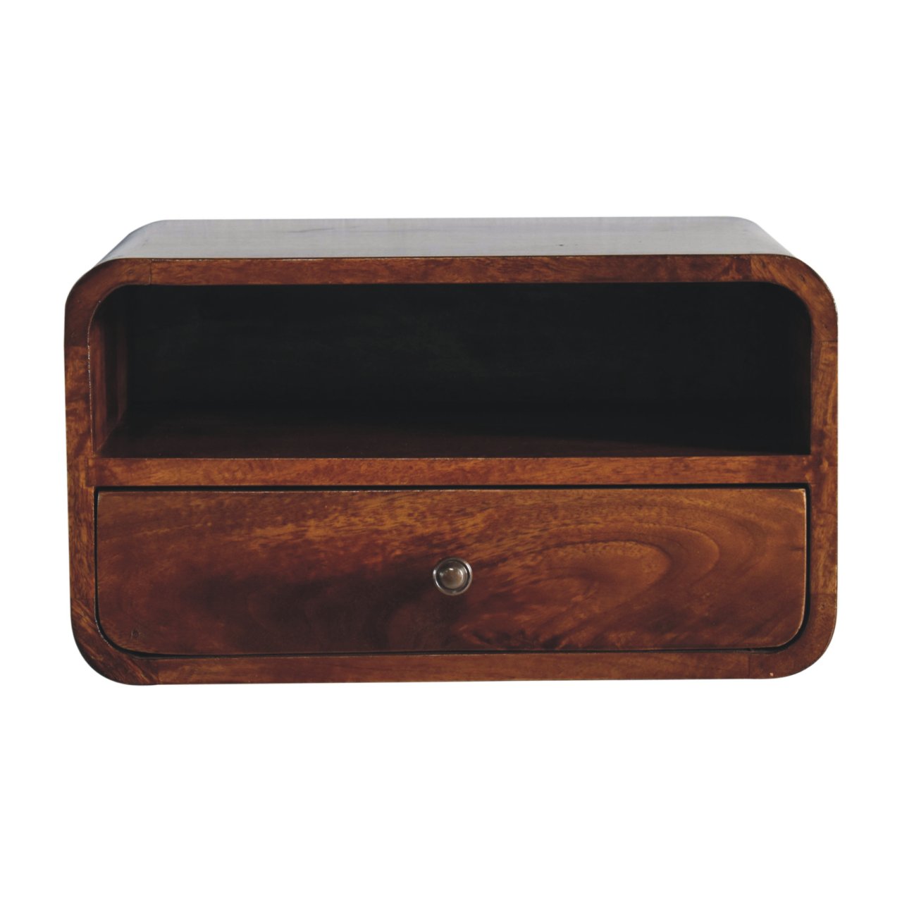 Solid Wood Large Chestnut Curve Upper Slot Floating Bedside