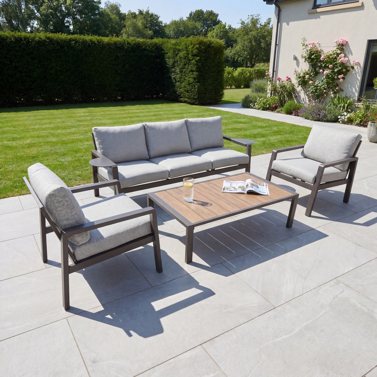 Lesina 4 Seat Outdoor Patio Conversation Set | Grey