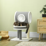 Cat Tower With Scratching Post, Cat Bed, Cat Tunnel, Toy Ball - White