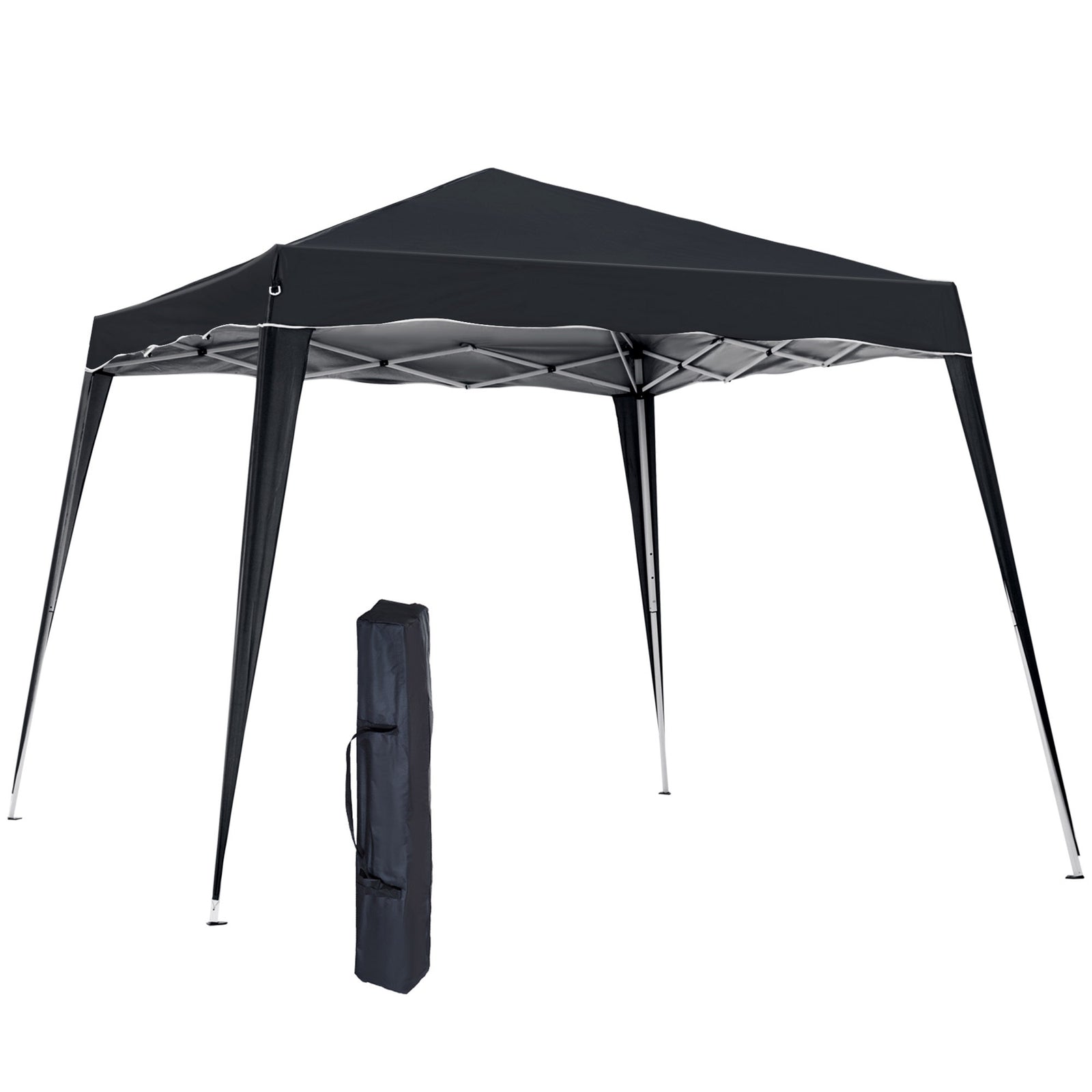 Slant Leg Pop Up Gazebo With Carry Bag, Height Adjustable | Black