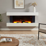 52-inch Electric Fireplace Suite, Black Fire With White Led Surround, Remote Control & Dual Side Nightlights