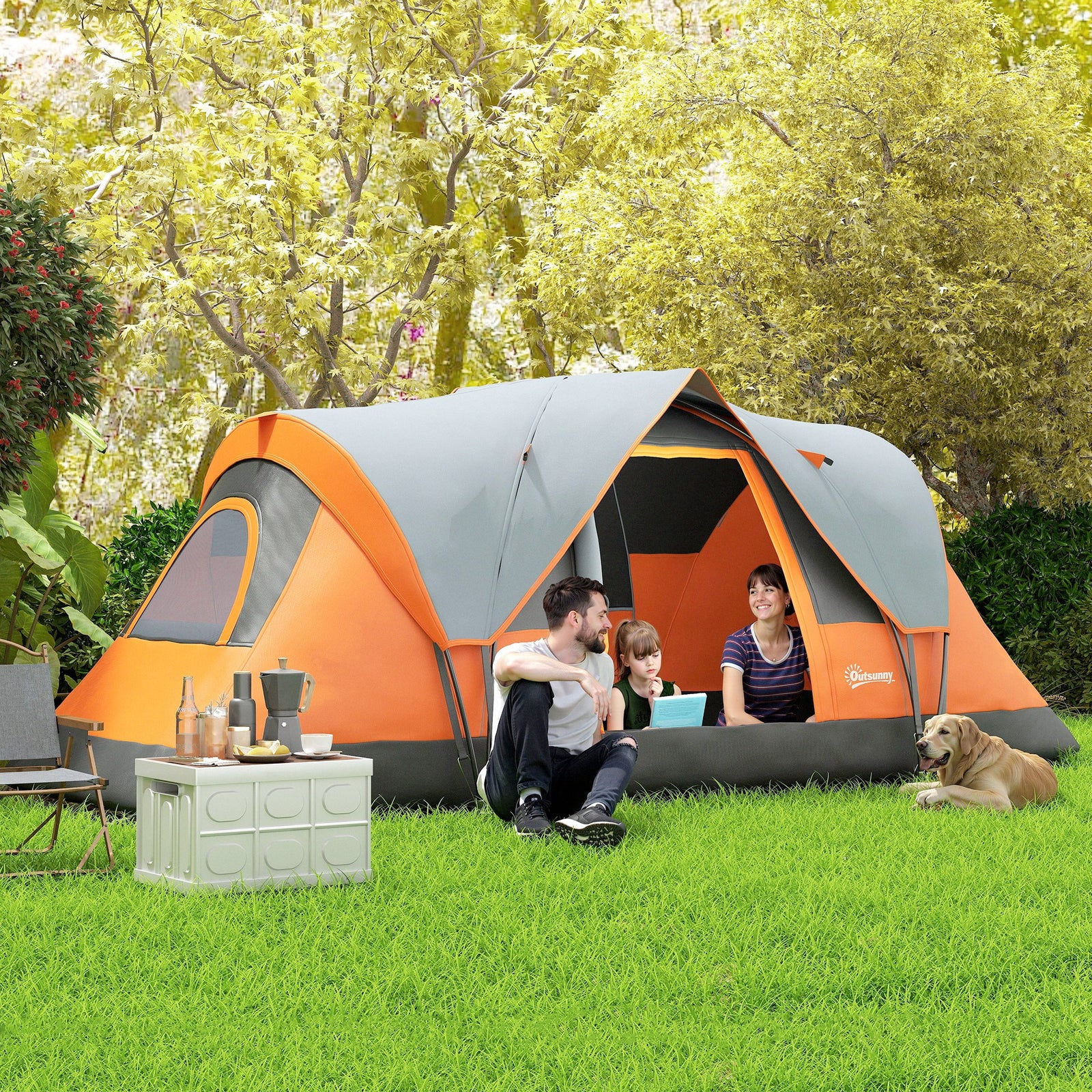 5-6 Man Dome Tent, 3000mm Water Resistant, Orange