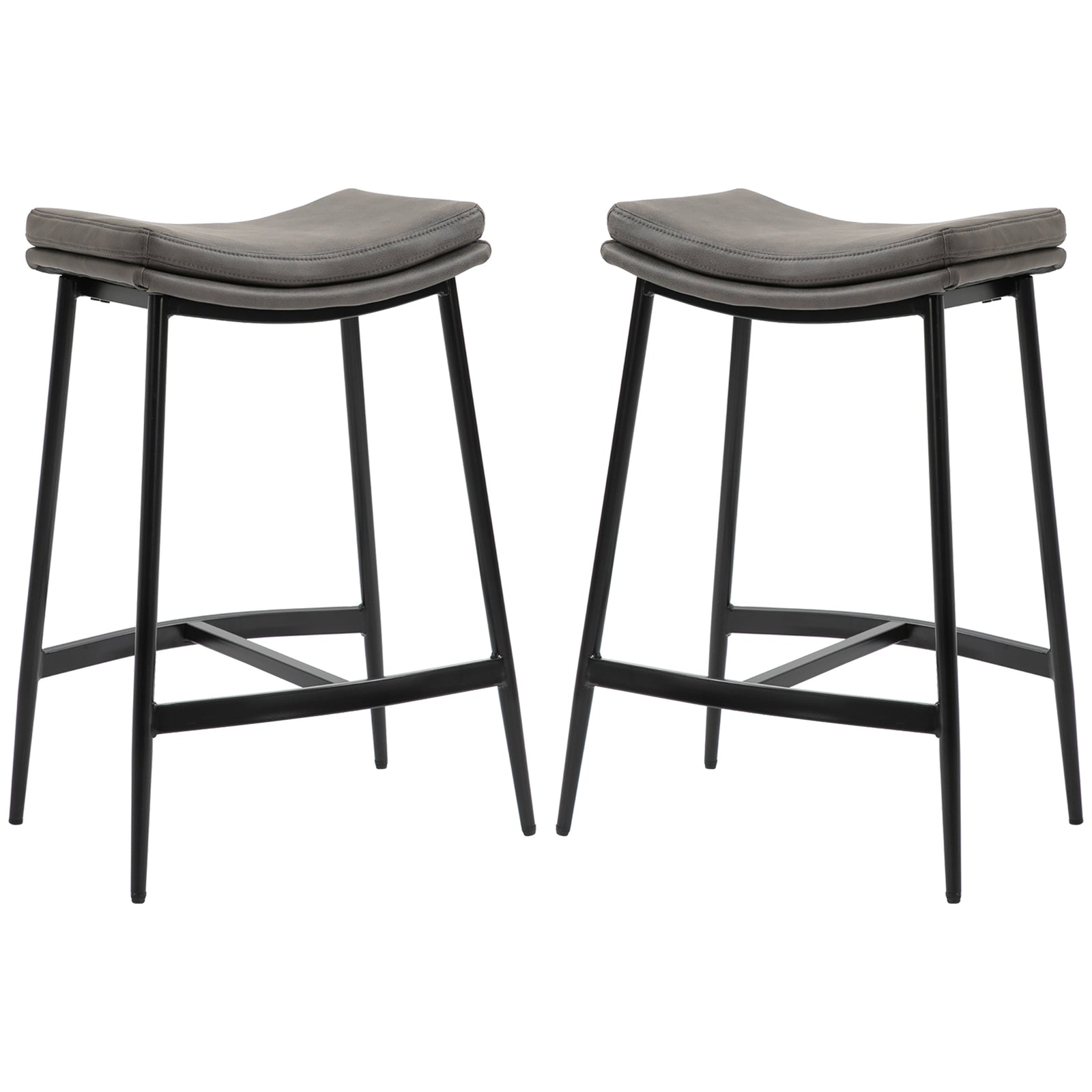 Upholstered Barstools Curved Seat Set Of 2