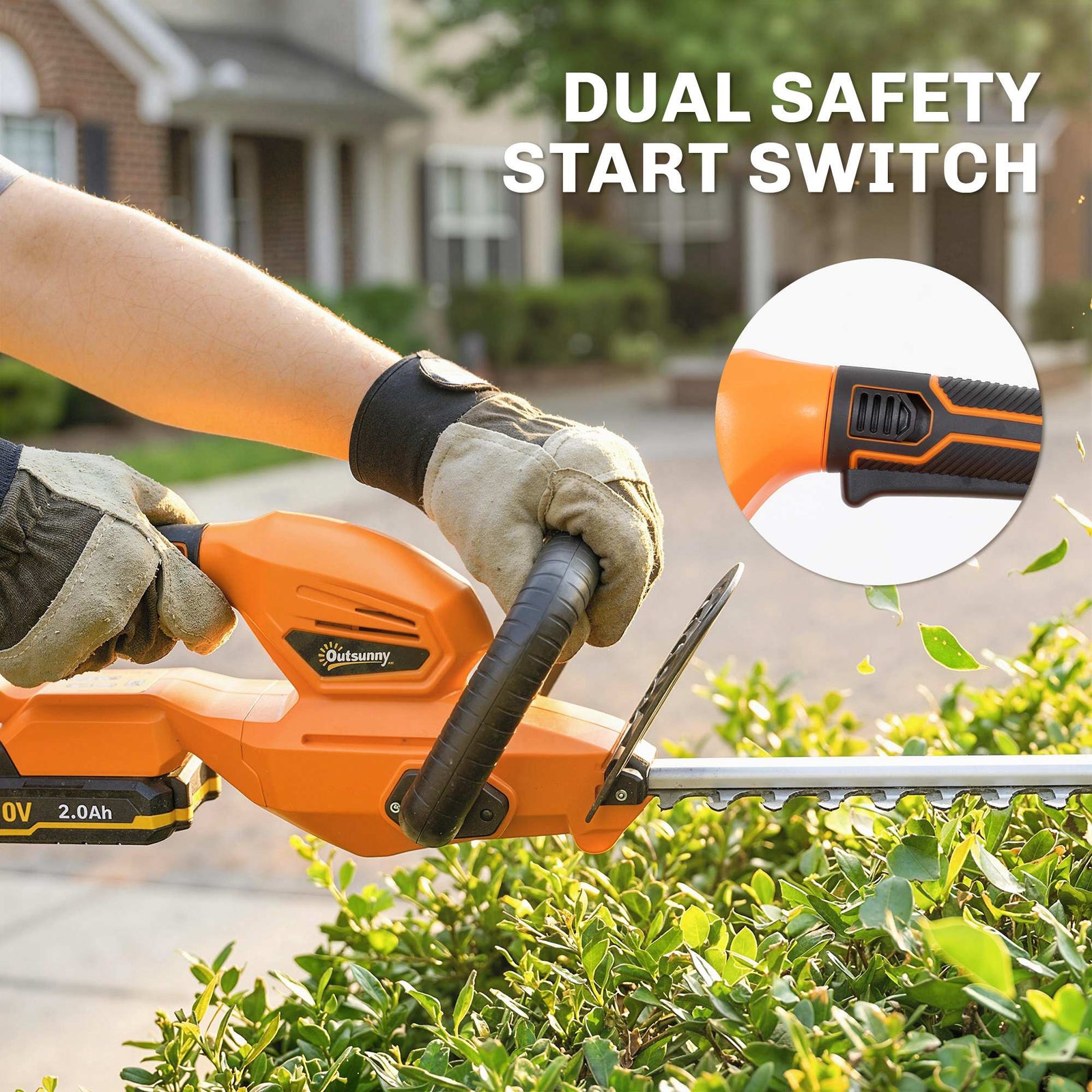 20" Cordless Hedge Trimmer With Dual Action Head, 2000mah Battery