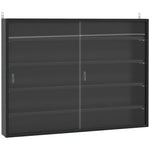 5-tier Wall Display Shelf Unit Cabinet Shelves Glass Doors | One Size | Black