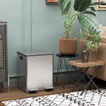 2 X 20l Dual Kitchen Bin Pedal Bin For Recycling And Waste | One Size | Silver