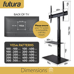 Futura Futura Tv Floor Stand 30 To 75 Inch Height Adjustable Swivel Mount With Shelf Supports 40kg