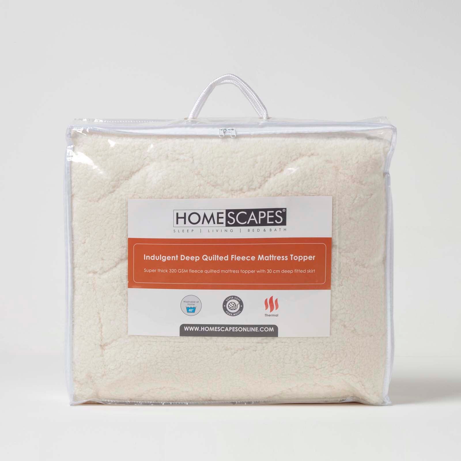 Deep Quilted Fleece Mattress Topper | European King | White