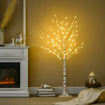 5ft Artificial White Birch Tree Light W/ 96 Warm White Pre-lit Led Light | 5ft | White