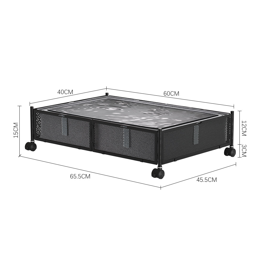 Under Bed Steel Storage Organizer Basket With Wheels
