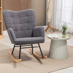 Wingback Rocking Chair For Nursing W/ Steel Frame | One Size | Dark Gray
