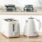 1.7l Kettle and 2 Slice Toaster Set With Defrost Reheat | Medium | Cream