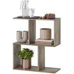 Side Table, Narrow End Table With Storage Shelves | Grey