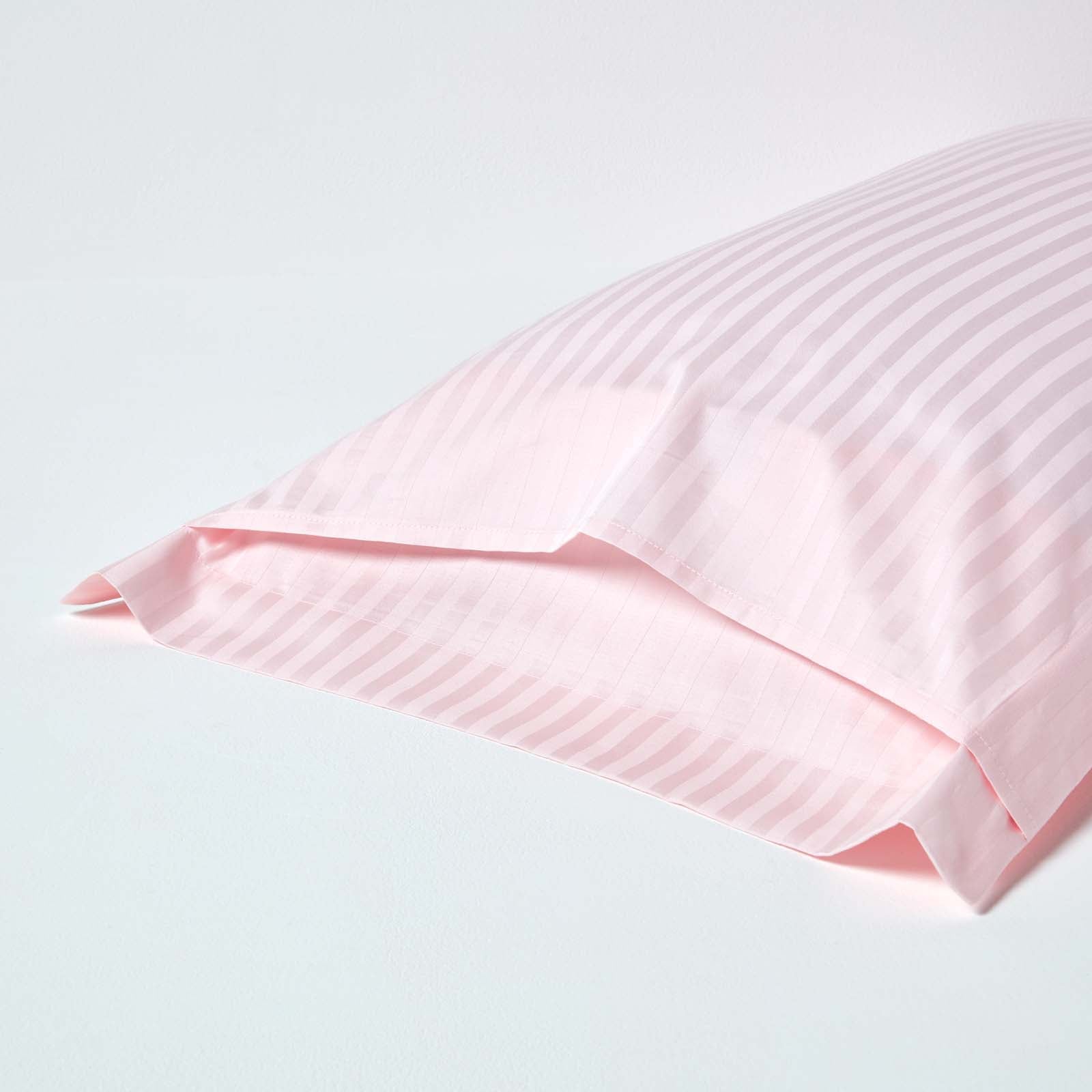 Egyptian Cotton Satin Stripe Oxford Pillowcase 330 Tc | King Pillow Case | Pink
