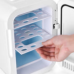 White 12l Mini Fridge With Led Mirror Door