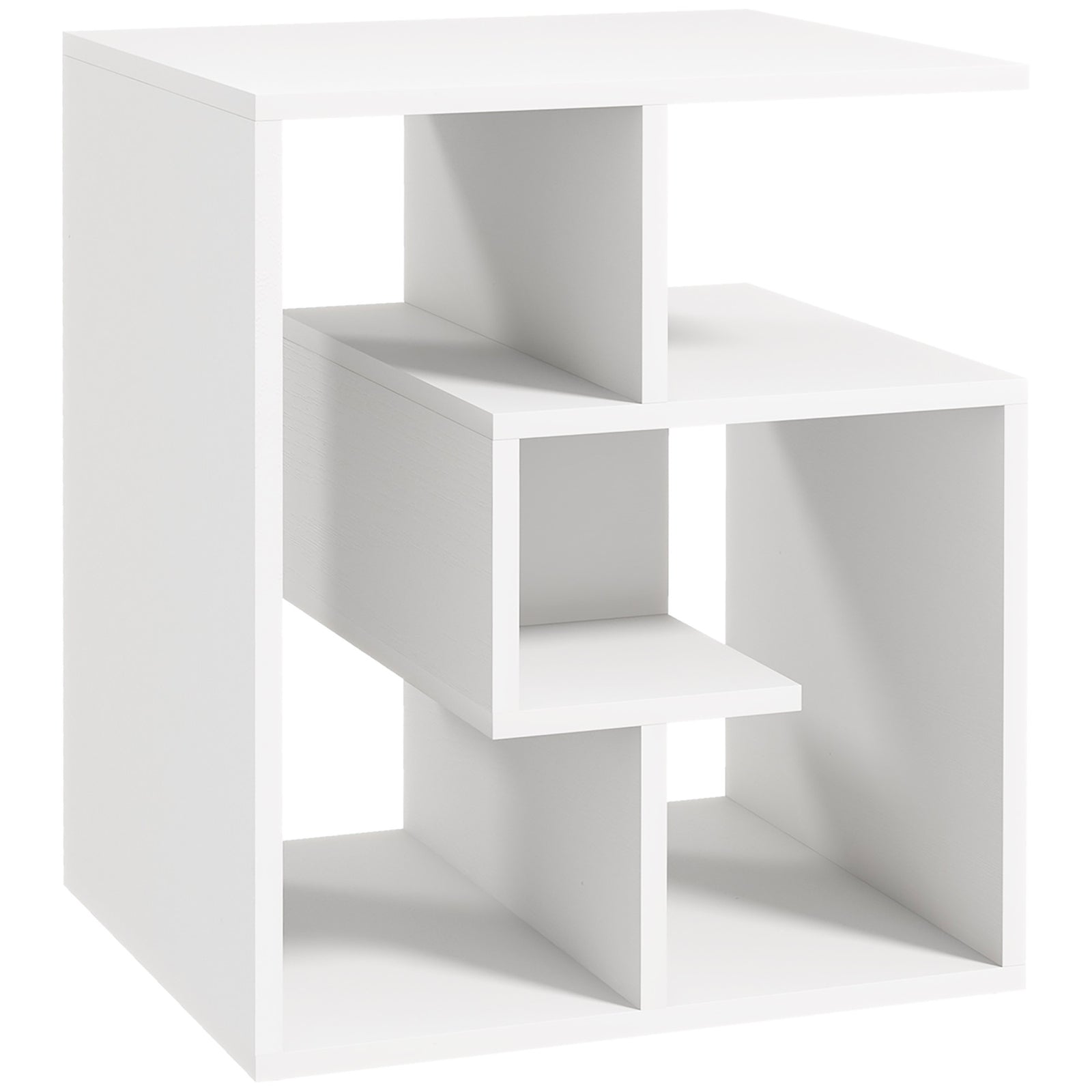 3-tier Side End Table Open Shelves Storage Coffee Book | White