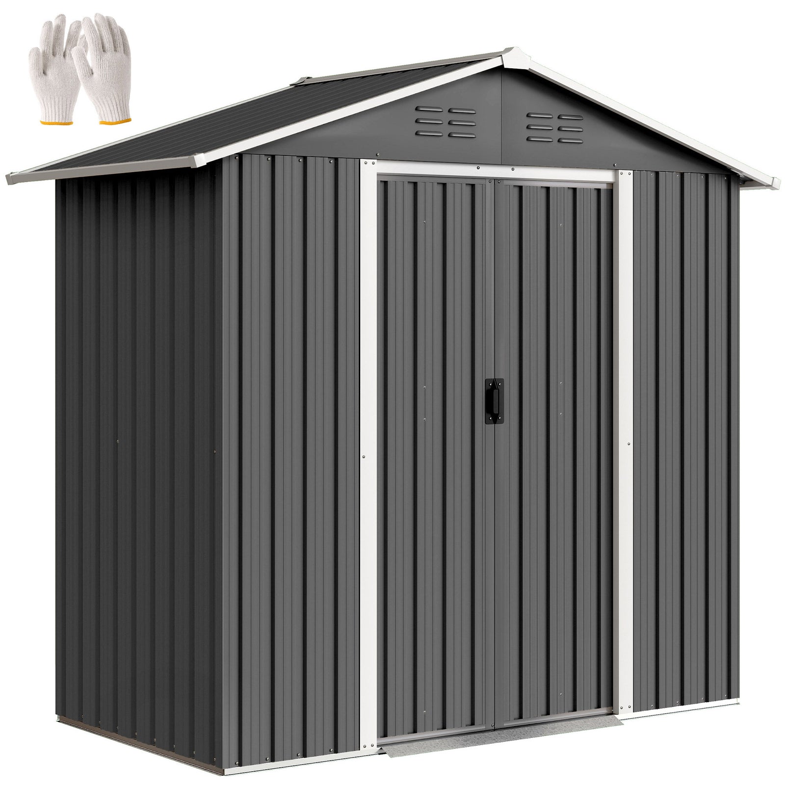 6.5x3.5ft Metal Garden Shed For Garden | Dark Grey