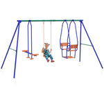 3 In 1 Metal Kids Swing Set With Swing, Glider, Rocking Chair