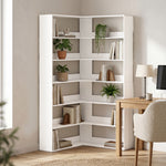 7 Tiers Corner Bookshelf, L-shaped | White