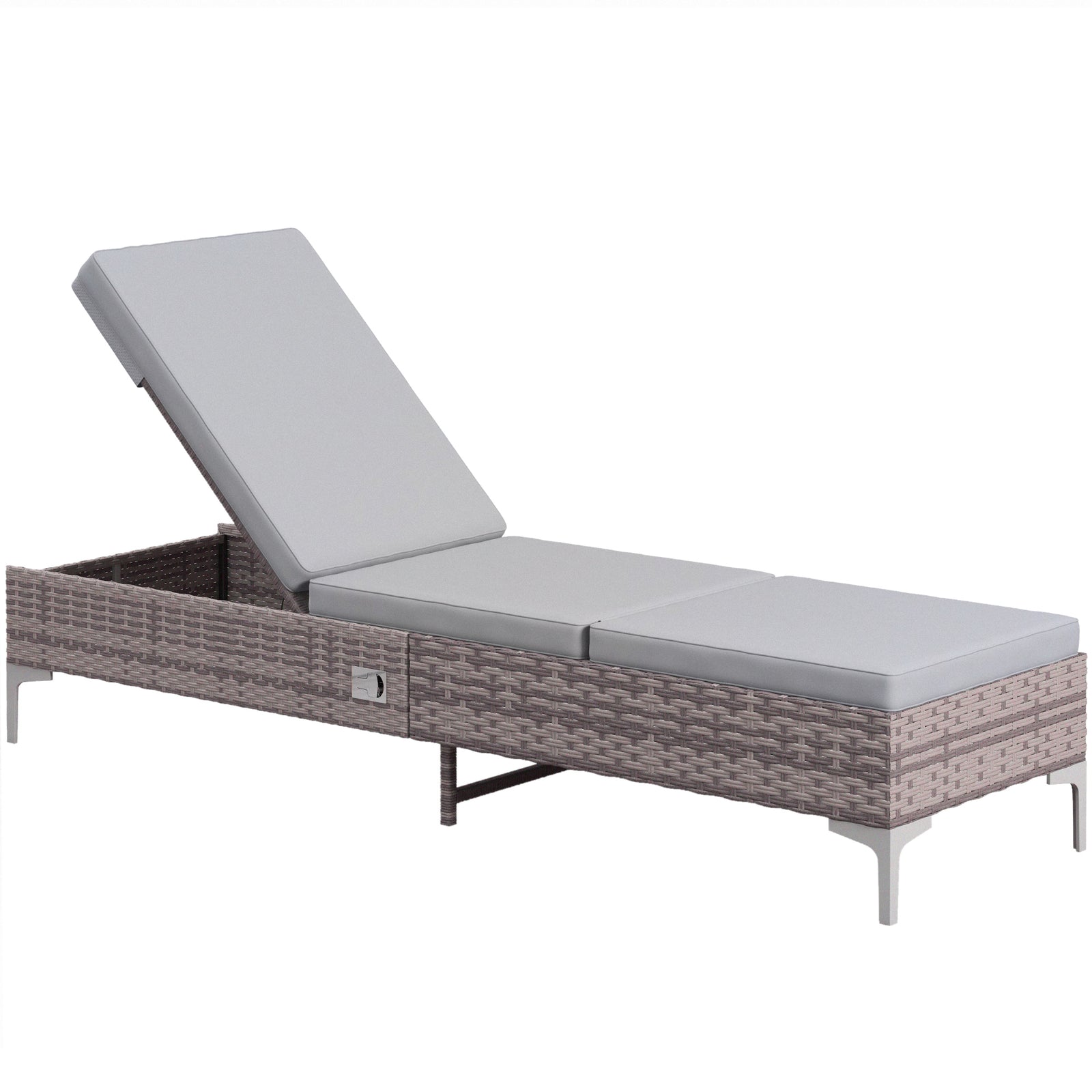 Multi-position Rattan Sun Lounger Recliner Bed Chair