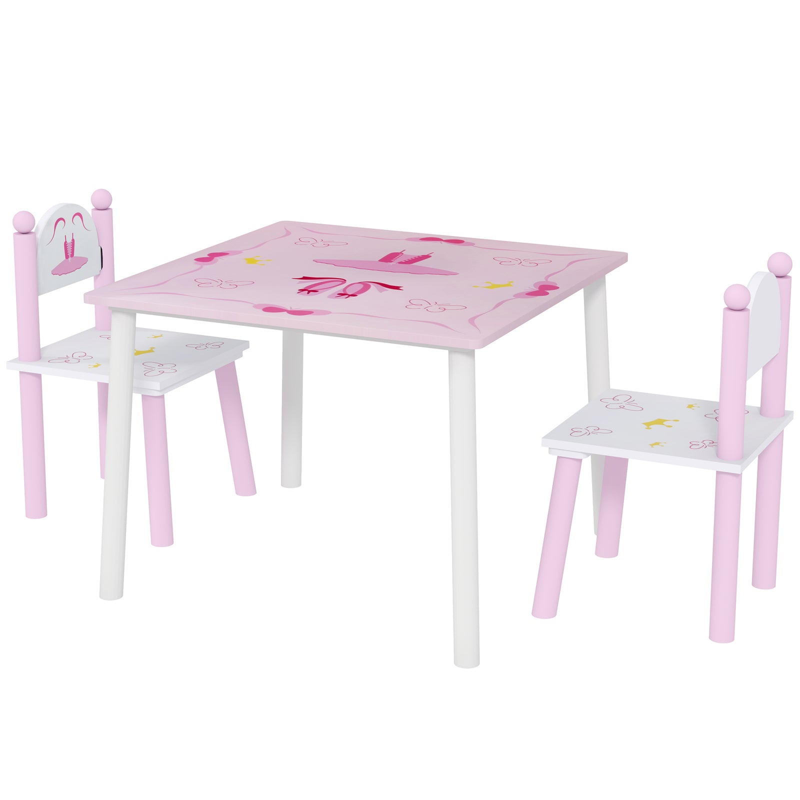 Aiyaplay Princess Design Toddler Table And 2 Chairs Set, For Playroom