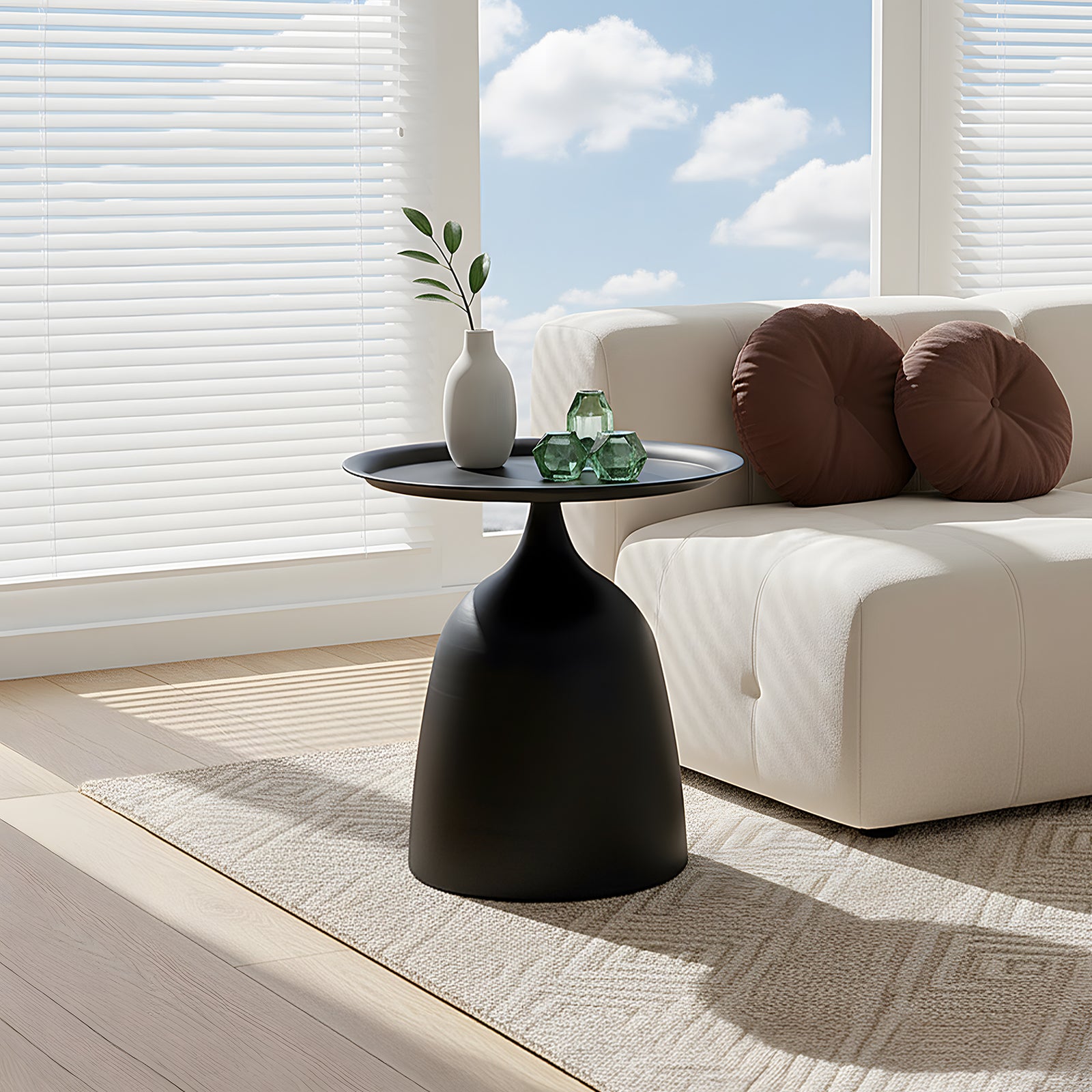 Modern Minimalist Cold-rolled Steel Side Table | Black