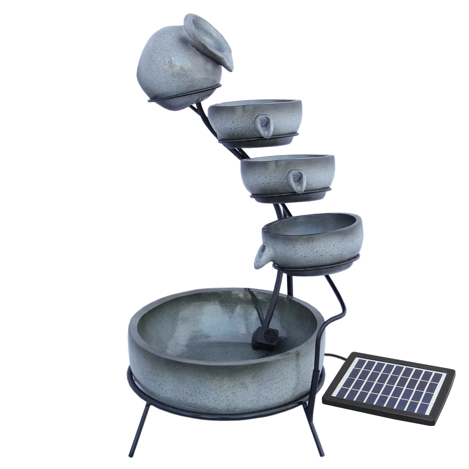 4 Tier Spilling Bowls Water Feature | Grey