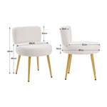 Living and Home Cream Faux Fur Vanity Stool Chair With Metal Legs