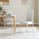 Set Of 2 Modern Faux Leather Armless High Back Dining Chairs | Set of 2 | White