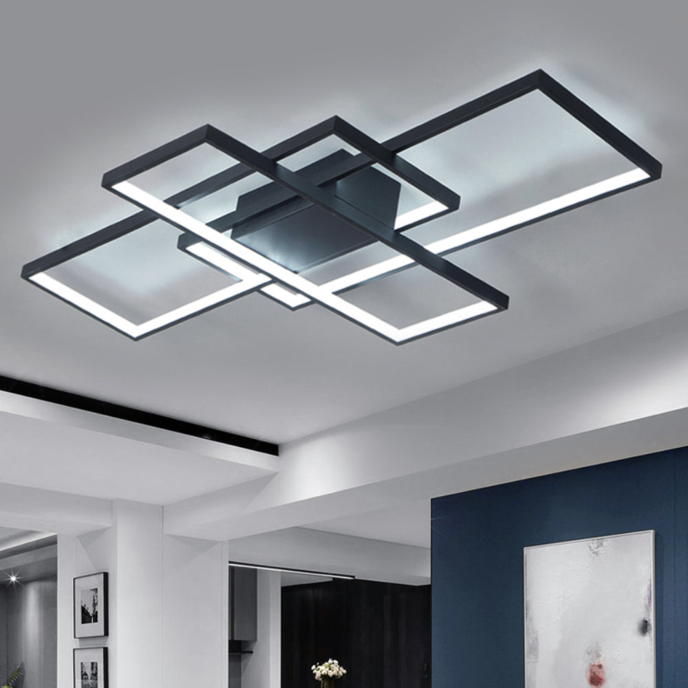 Neutral Style Rectangular Led Semi Flush Ceiling Light