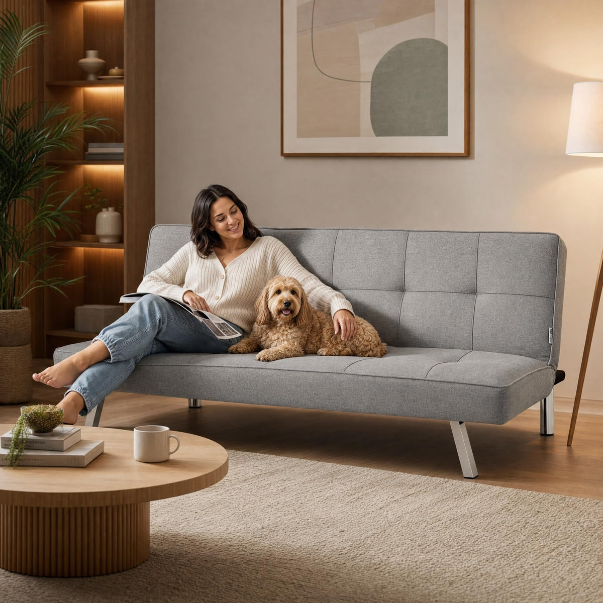 Britney Linen Sofa Bed 3 Seater | Grey