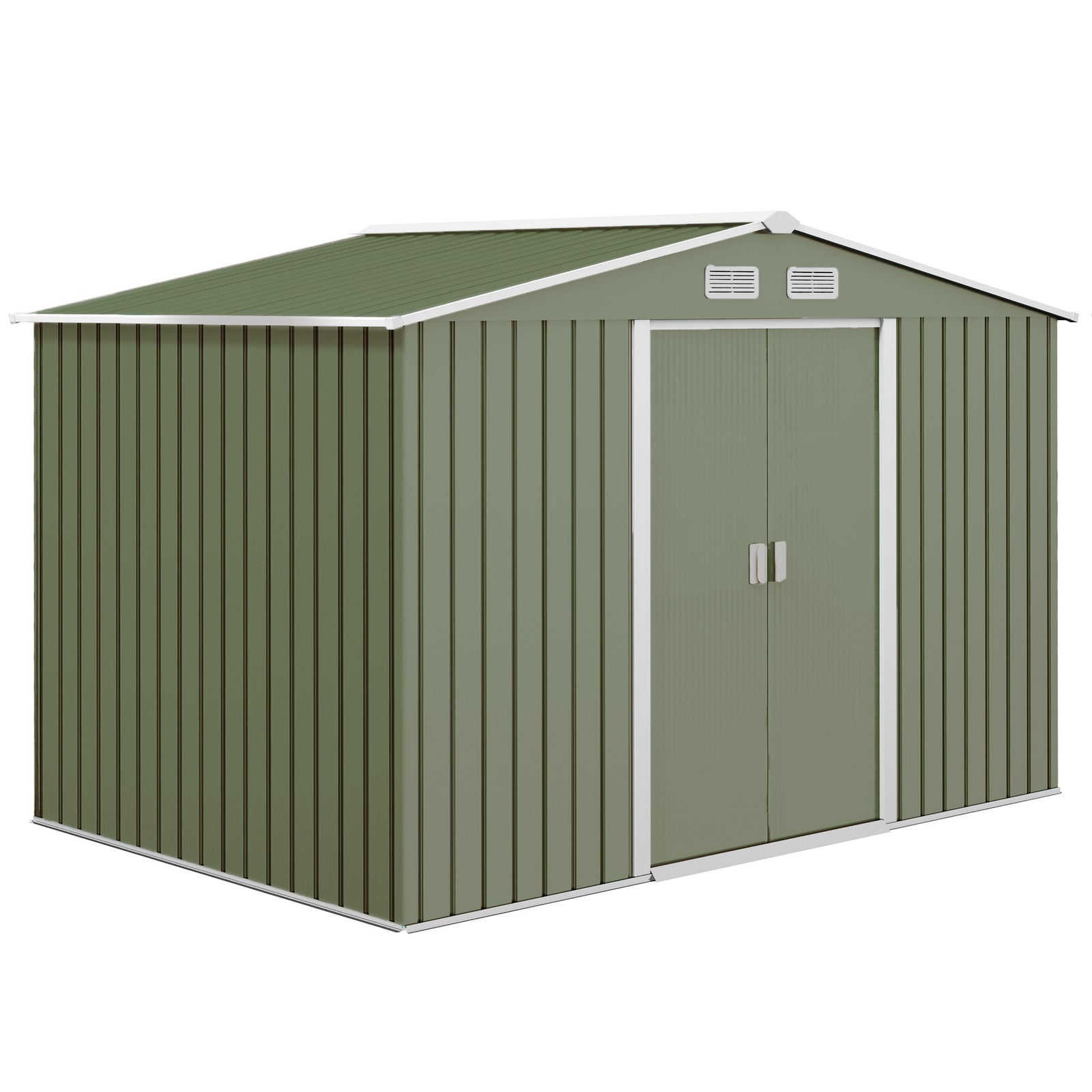 Garden Shed Storage Unit With Locking Door Floor Foundation | Medium | Light Green