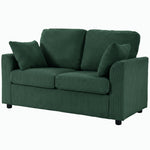 2 Seater Sofa, Corduroy Small Couch With Spring Cushion | Dark Green