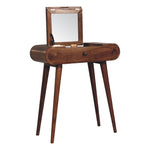 Solid Wood Mini Honey Caramel Dressing Table With Foldable Mirror