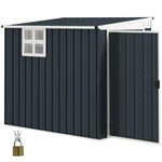 4 X 6ft Outdoor Garden Storage Shed With Window, Dark Grey