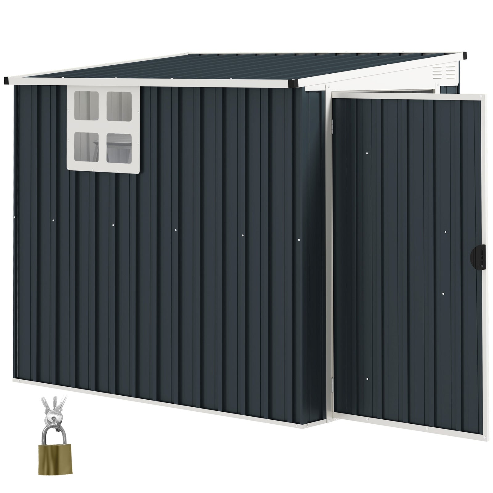 4 X 6ft Outdoor Garden Storage Shed With Window, Dark Grey